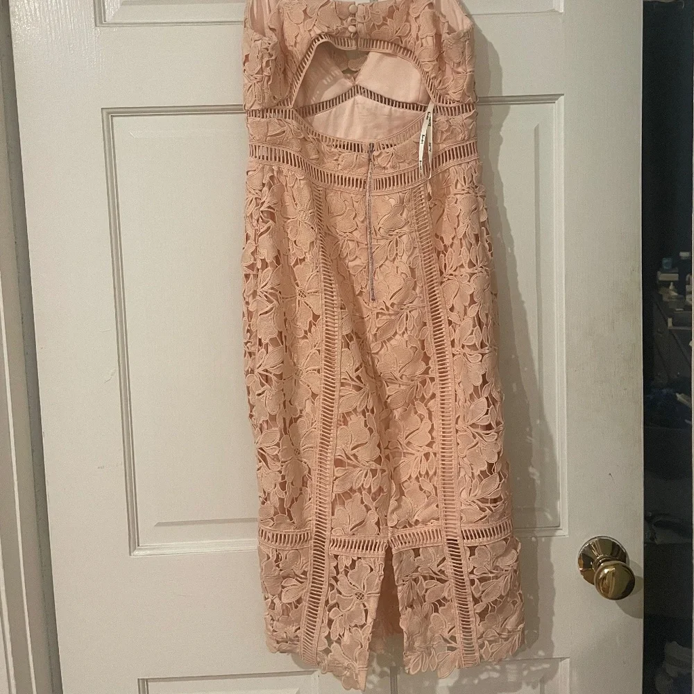 BARDOT Blush Pink Eyelet Midi Cocktail Dress - Picture 3 of 6